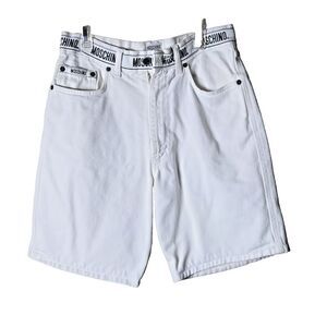 Moschino Men's Denim 100% Cotton Off White Jean Shorts Made in Italy Size 30